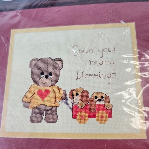 Vtg New '85 Dale Burdett Pitiful Pals Cross Stitch Kit Lovable Pal with Puppies - Picture 2 of 4